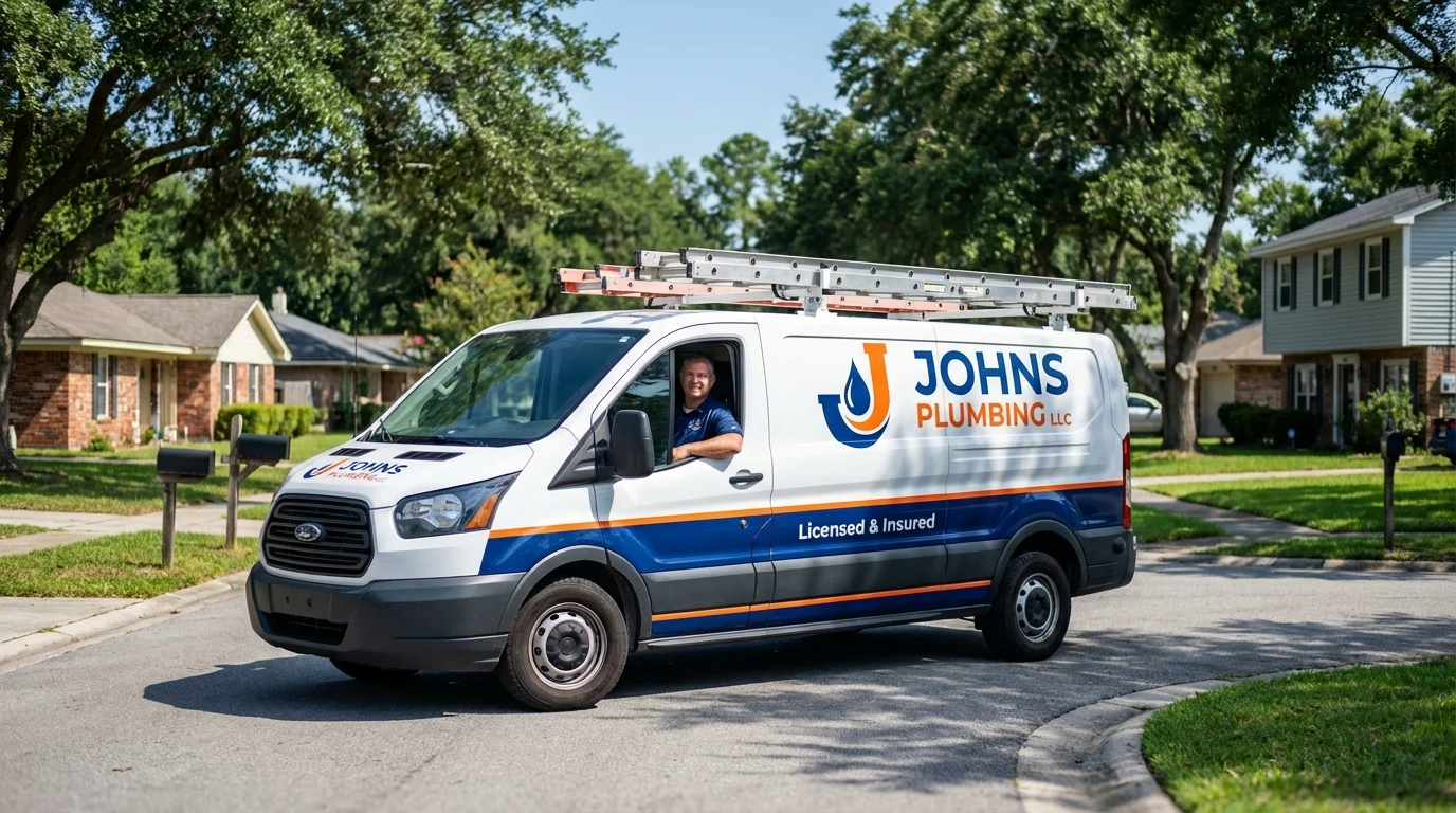 Johns Plumbing LLC service van in Hopewell, NJ