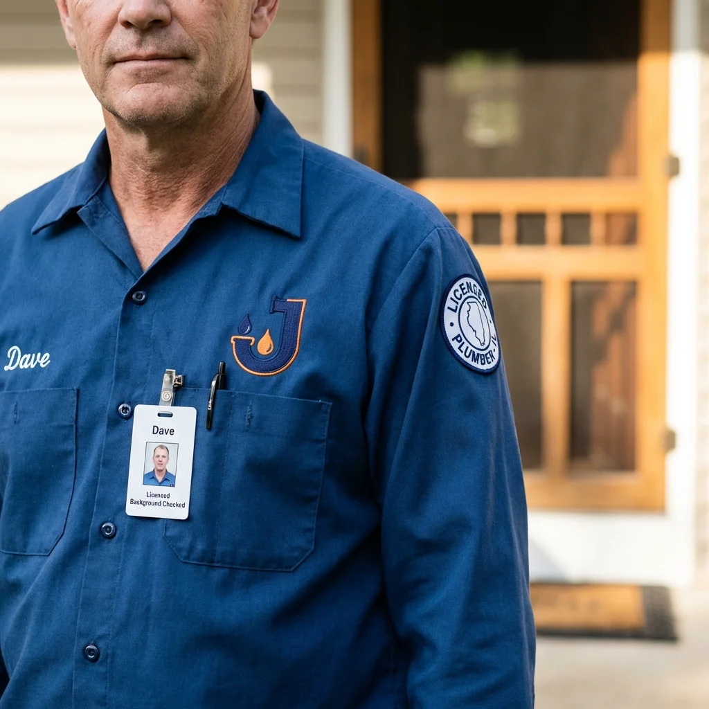 Licensed plumber showing ID badge in Hopewell, NJ