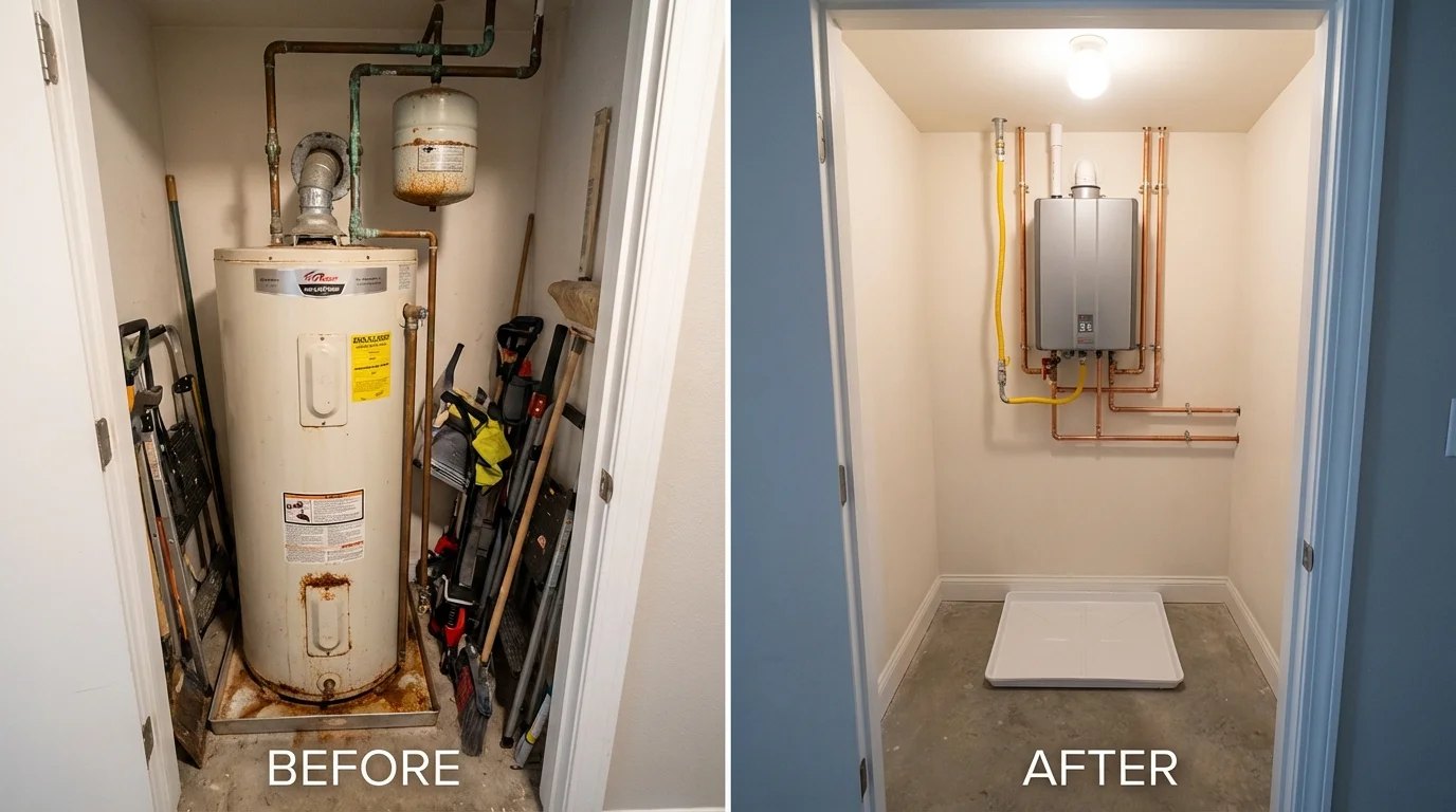 Tank water heater versus wall-mounted tankless unit comparison for Hopewell, NJ homeowners